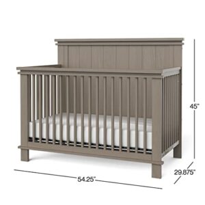 Denman 4-in-1 Convertible Crib, Modern Contemporary Baby Crib Converts to Toddler Bed, Day Bed and Full-Size Bed, 3 Adjustable Mattress Heights (Crescent Gray)