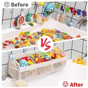Austion Original 3 Compartment Horizontal Large Openings Bath Toy Organizer for Tub, Capacity Upgrade Bath Toy Storage and Holder, Bathtub Toy Holder for Easy Access and Sorting of Toys.