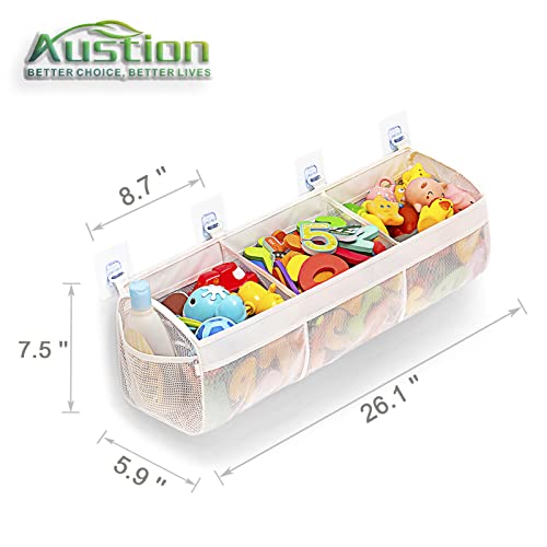 Austion Original 3 Compartment Horizontal Large Openings Bath Toy Organizer for Tub, Capacity Upgrade Bath Toy Storage and Holder, Bathtub Toy Holder for Easy Access and Sorting of Toys.