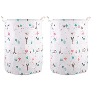 2pcs bathroom basket bucket container clothes nursery handles hamper double with style buck saving baby large foldable round space home cotton dirty handle room storage laundry