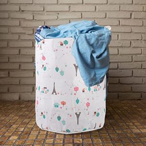 2pcs Bathroom Basket Bucket Container Clothes Nursery Handles Hamper Double with Style Buck Saving Baby Large Foldable Round Space Home Cotton Dirty Handle Room Storage Laundry