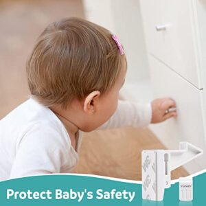Baby Proofing Drawer Locks, 12Pcs Child Safety Locks, Slider Unlock Drawers Locks-Adhesive Or Drilling Installation