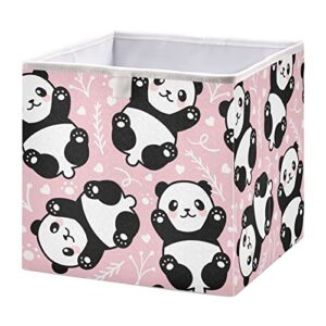 xigua panda cube storage bin large collapsible storage box canvas storage basket for home,office,books,nursery,kid's toys,closet