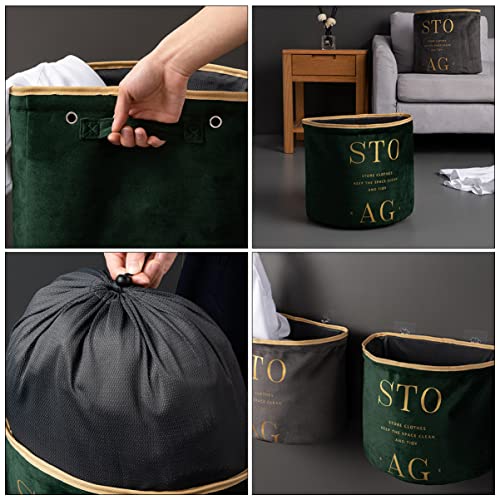 1pc Dirty Bucket Folding Art Home Storage Green Blankets Bins for Bag Hamper Collapsible Household Laundry Foldable Clothes Sturdy Bin Baby Kid Nursery Cloth