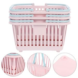 jojofuny 3pcs Bag Pool Sundries Market Shopping Organizer Garden Desk Day Makeup Small Dividers Home Bath Toddlers Classroom Handheld Dresser for Plastic Organizing Handle Basket Bedroom