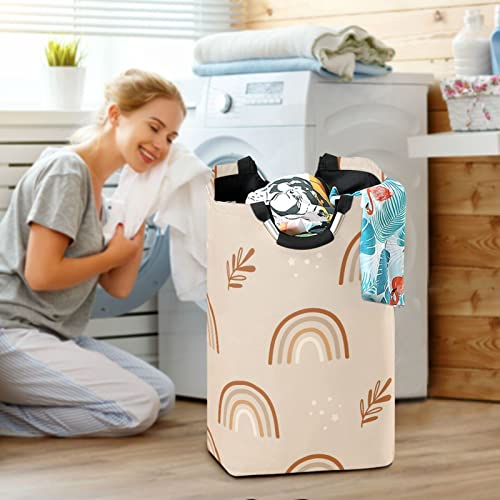 Kigai Cartoon Rainbow Laundry Basket Foldable Large Laundry Hamper Bucket with Handles Collapsible Nursery Storage Bin for Kids Clothes Toy
