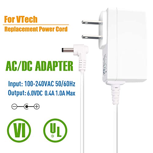 Power Cord for VTech Baby Monitor Charger: 6V USA UL Listed Adapter fits DM221 DM221-2 DM223 DM251 (Parent & Baby Units) DM111 DM112 DM222 DM271 (Parent Unit ONLY) Safe & Sound Audio Monitor,6.7ft
