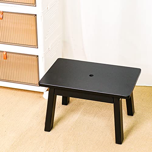 Jynpioe Wooden Step Stool Pine Step Stool for Adults and Kids,Kids Potty Training Stool for Bed(Black)