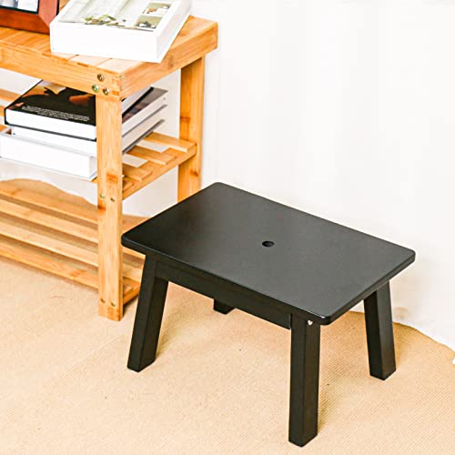 Jynpioe Wooden Step Stool Pine Step Stool for Adults and Kids,Kids Potty Training Stool for Bed(Black)