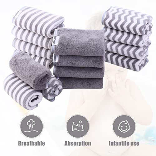 15 Pack Baby Washcloths - Super Soft Absorbent Wash Cloths for Boy and Girl, Newborn Essentials Baby Clothes, Gentle on Sensitive Skin for Face and Body, 10" by 10", Grey