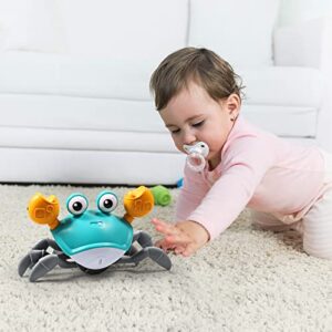 aprilwolf escape crawling crab, tummy time baby toys, sensing interactive walking dancing toy with music sounds & lights, infant fun birthday gift toddler boy girl pet dog