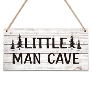 5"x10" little man cave wood sign, nursery decor for boys, natural baby room wall decor, woodland playroom decor, gift for baby shower, toddler kids bedroom living room hanging sign -a05