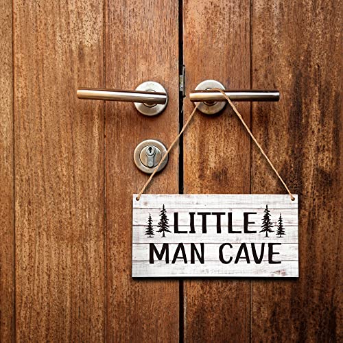 5"x10" Little Man Cave Wood Sign, Nursery Decor For Boys, Natural Baby Room Wall Decor, Woodland Playroom Decor, Gift for Baby Shower, Toddler Kids Bedroom Living Room Hanging Sign -A05