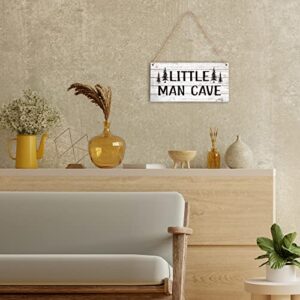 5"x10" Little Man Cave Wood Sign, Nursery Decor For Boys, Natural Baby Room Wall Decor, Woodland Playroom Decor, Gift for Baby Shower, Toddler Kids Bedroom Living Room Hanging Sign -A05
