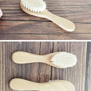 Eycikafa Baby Hair Brush, Goat Bristles Brush and Baby Cradle Cap Brush Set for Cradle Cap Treatment Wood Bristle Brush for Newborns and Toddlers (2 Piece)