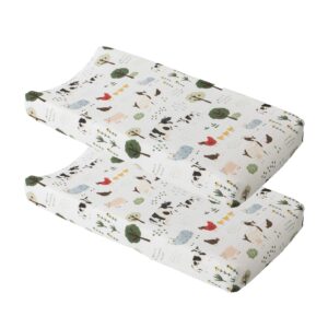 cotton muslin changing pad cover 2 pack - family farm