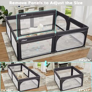 Albott Baby Playpen-Foldable Playpen for Babies and Toddlers 74x74 in Portable Baby Fence, Baby Play Yards(Dark Grey)