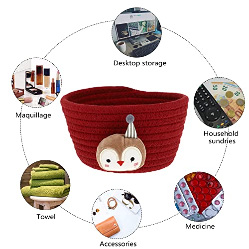 Toddmomy Collapsible Laundry Baskets Small Cotton Rope Woven Storage Basket Decorative Hamper Toilet Paper Basket with Penguin Doll Nursery Bin Laundry Baskets for Room Blankets Book Toy Organizer