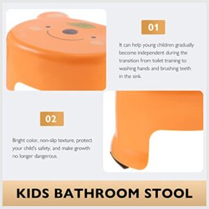 Toddmomy Kids Step Stool 2pcs Kid Step Stool Cartoon Animal Bathroom Step Stool Plastic Toilet Stool Potty Stool Under Desk Footrest for Bathroom Travel Potty Training White Organge Kids Stools