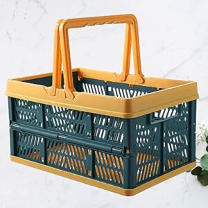 Cabilock 3pcs Bin Hanging Luggage Green Car Reusable with Desktop Food Crates Shopping Tote Bedroom Caddy Handles Handle Organizer Carry Market Travel Vegetables for Basket Home Snack