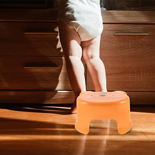 Toddmomy Kids Step Stool 2pcs Kid Step Stool Cartoon Animal Bathroom Step Stool Plastic Toilet Stool Potty Stool Under Desk Footrest for Bathroom Travel Potty Training White Organge Kids Stools