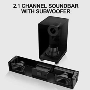 LARKSOUND Soundbar with Subwoofer, 2.1 Sound Bar for TV, PC, Gaming, Surround Sound System TV Speaker with Bluetooth/HDMI ARC/Optical/AUX/USB