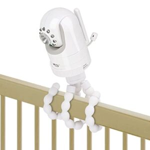 tripod baby monitor mount compatible with infant optics dxr-8 and dxr-8 pro baby monitor, flexible baby camera holder for crib without tools or wall damage - white