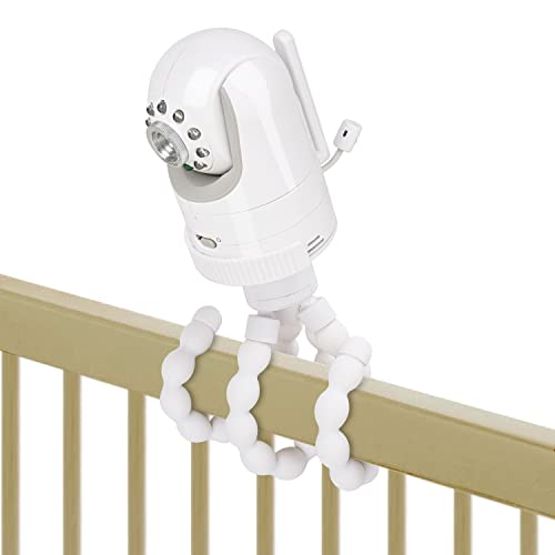 Tripod Baby Monitor Mount Compatible with Infant Optics DXR-8 and DXR-8 Pro Baby Monitor, Flexible Baby Camera Holder for Crib Without Tools or Wall Damage - White