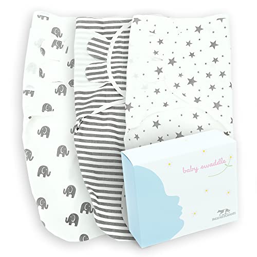 Dingos and Dachshunds Baby Swaddle Sack incl. 3 Baby Beanies (Pack of 3) - 100% Oeko-TEX Cotton - Newborn Swaddle 0-3 Months - Sleep Sack Swaddle