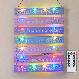 fiobee girls room décor for teen girls with led light nursery wall décor for bedroom motivational inspirational wall art girl room decoration for kid room living room, 8 kinds of lights, butterfly