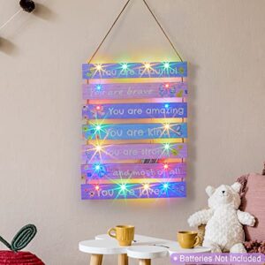 FIOBEE Girls Room Décor for Teen Girls with LED Light Nursery Wall Décor for Bedroom Motivational Inspirational Wall Art Girl Room Decoration for Kid Room Living Room, 8 Kinds of Lights, Butterfly