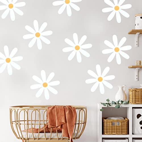 Daisy Wall Decal Flower Vinyl Wall Decals - Big Daisy Stickers for Kids Nursery Wall Art Bedroom Living Room Classroom Decor - Set of 10 Wall Art kit