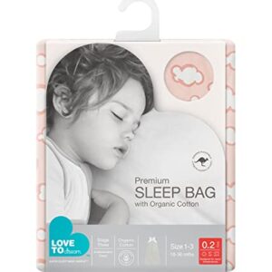 Love to Dream Lite Organic Toddler Sleep Bag (18-36 Mo), Super Soft Temp Regulating Sleeping Sack, 0.2TOG Lightweight Wearable Blanket, Dusty Pink