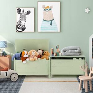 Costzon Wooden Toy Box, Kids Large Trunk Chest w/Safety Hinge & Handles, Flip-Top Storage Organizer for Children’s Playroom Bedroom Living Room Entryway (Green)