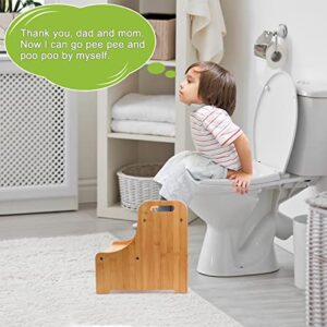Purbambo Bamboo Step Stool for Toddlers, Kids Stepping Stool with Handles for Potty Training, Bathroom Sink, Kitchen Counter, Bedroom