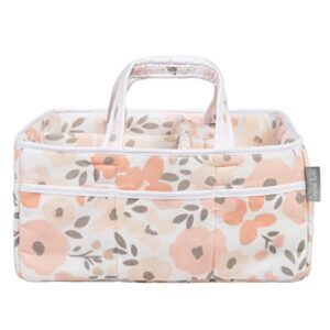 trend lab blush floral storage caddy for diaper changing and organizer for newborn essentials, 12 in x 6 in x 8 in (103701)