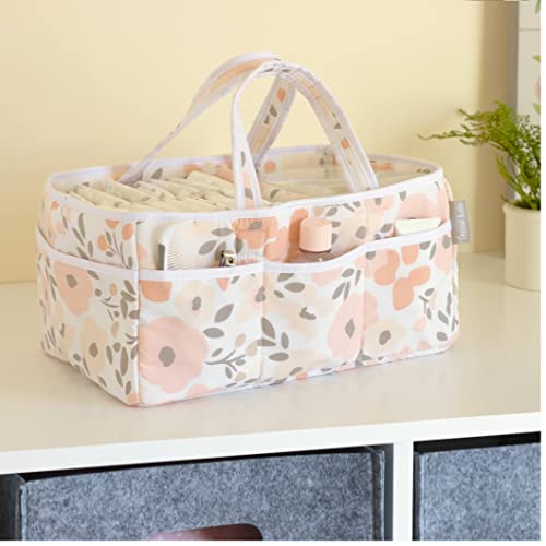 Trend Lab Blush Floral Storage Caddy for Diaper Changing and Organizer for Newborn Essentials, 12 in x 6 in x 8 in (103701)