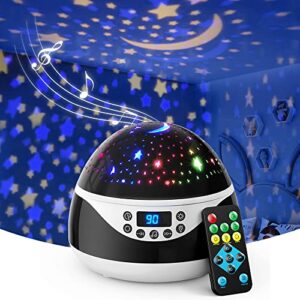 neasuplife star night light projector for kids,baby night light sensory lights starry stars projector with timer & music & remote control,360 ° rotating,gifts for 2-5-8-10 year old boys (black)