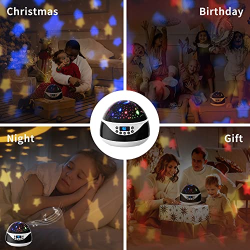 NeasupLife Star Night Light Projector for Kids,Baby Night Light Sensory Lights Starry Stars Projector with Timer & Music & Remote Control,360 ° Rotating,Gifts for 2-5-8-10 Year Old Boys (Black)
