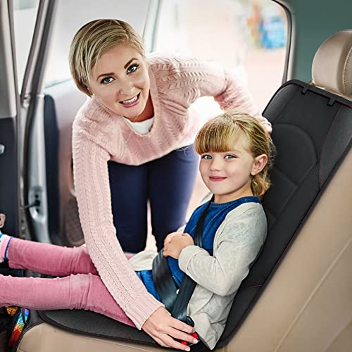 Sinvitron Car Seat Protector, 2Pack Seats Protector with Leather and Fabric Padding, Non-Slip Backing with Mesh Pockets, Waterproof seat Protectors for Vehicles Baby Pets