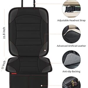 Sinvitron Car Seat Protector, 2Pack Seats Protector with Leather and Fabric Padding, Non-Slip Backing with Mesh Pockets, Waterproof seat Protectors for Vehicles Baby Pets