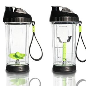 Bevrev Blender & Mixer 2-Pack: Includes Non-Electric Blender Sports Bottle with Stainless Steel Blades for Shakes/Smoothies & Non-Electric Mixer with The Propeller Blade for Mixing Protein Powders.