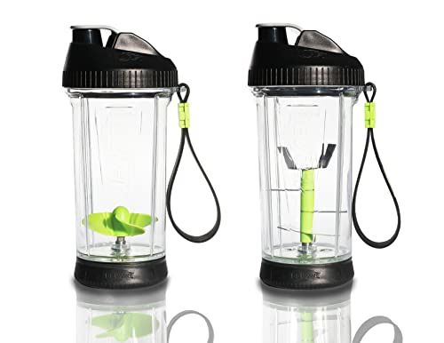 Bevrev Blender & Mixer 2-Pack: Includes Non-Electric Blender Sports Bottle with Stainless Steel Blades for Shakes/Smoothies & Non-Electric Mixer with The Propeller Blade for Mixing Protein Powders.