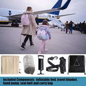 Liovsiso Inflatable Airplane Baby Travel Bed - Inflatable Airplane Bed for Kids, Baby Travel Airplane Bed, Kids Airplane Bed | Travel Blanket, Hand Pump, Seat Belt and Carry Bag Included