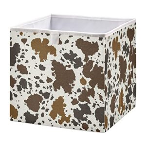 xigua cow print cube storage bin large collapsible storage box canvas storage basket for home,office,books,nursery,kid's toys,closet