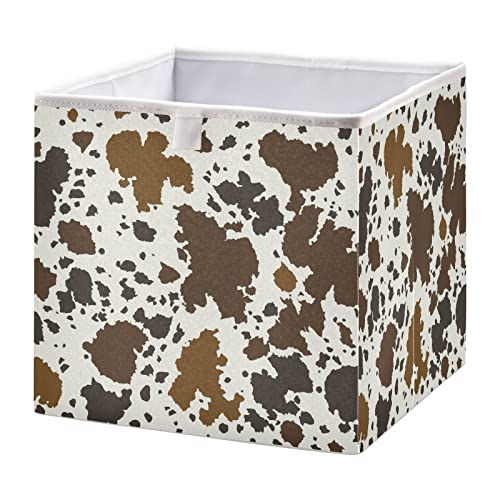 xigua Cow Print Cube Storage Bin Large Collapsible Storage Box Canvas Storage Basket for Home,Office,Books,Nursery,Kid's Toys,Closet