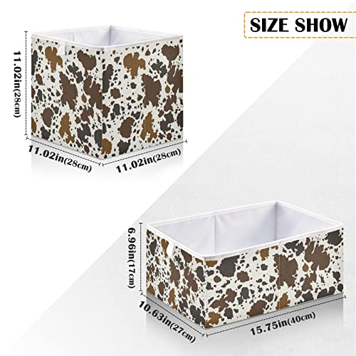 xigua Cow Print Cube Storage Bin Large Collapsible Storage Box Canvas Storage Basket for Home,Office,Books,Nursery,Kid's Toys,Closet