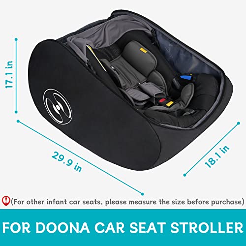 Padded Car Seat Travel Bag for Airplane, Compatible with Doona Car Seat Stroller, Durable Infant Car Seat Bags with Lockable Zipper, Foldable Gate Check Stroller Bag Backpack for Baby Travel Essential