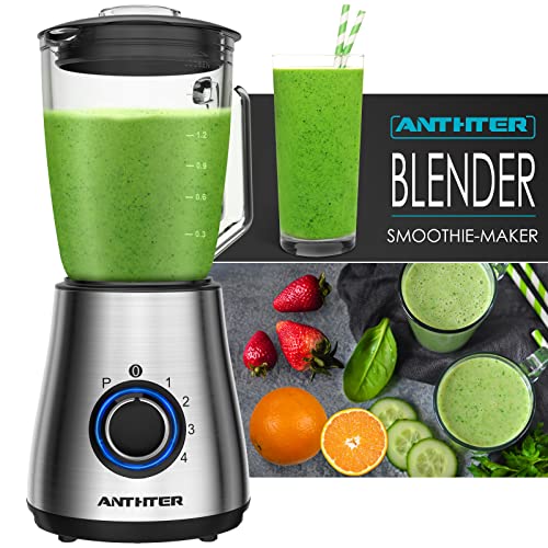 Anthter CY-212 Professional Blender, 950W Countertop Blenders for Kitchen,6 Stainless Steel Blades, Ideal for Puree, Ice Crush, Shakes & Frozen Drinks