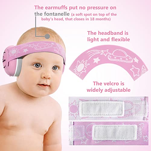 HYPERCUB BABY EARMUFFS - Noise Cancelling Headphones - Sound Proof Ear Protection For Infant Toddler - Baby Travel With Carrying Bag - Noise Reduction Earmuff - Fits Ages 3-48 Months